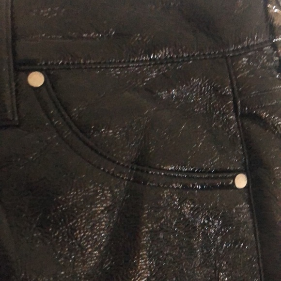 Express Faux Patent Leather Super High Rise Pants Sz. 4R Modern Straight Black - Picture 7 of 10
